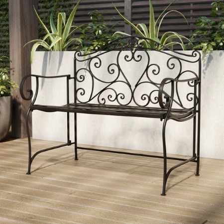 HASTINGS HOME Hastings Home Folding Outdoor Bench- Scroll Design 221932KAK